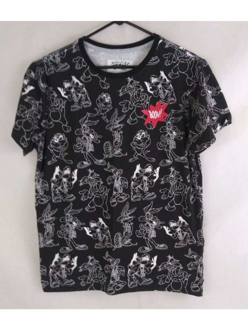 Warner Bros Loony Tunes Black & White Silhouettes Unisex T-Shirt Size Medium